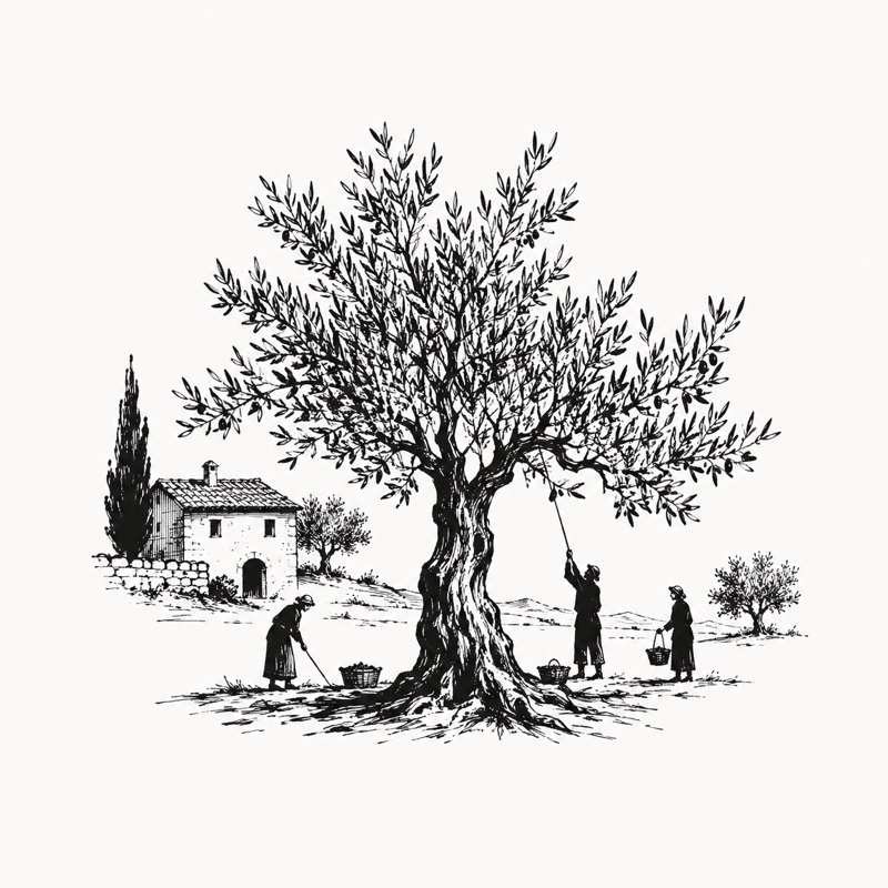 Zeytin hasadı illüstrasyonu